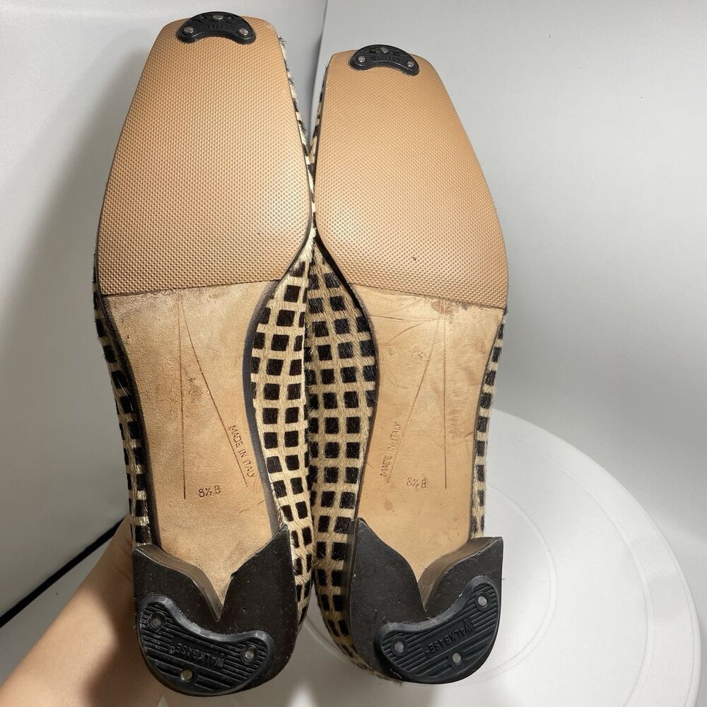 KATE SPADE Made in Italy Checkerboard Calf Hair Square Toe Block Heels 8.5B - Picture 7 of 9